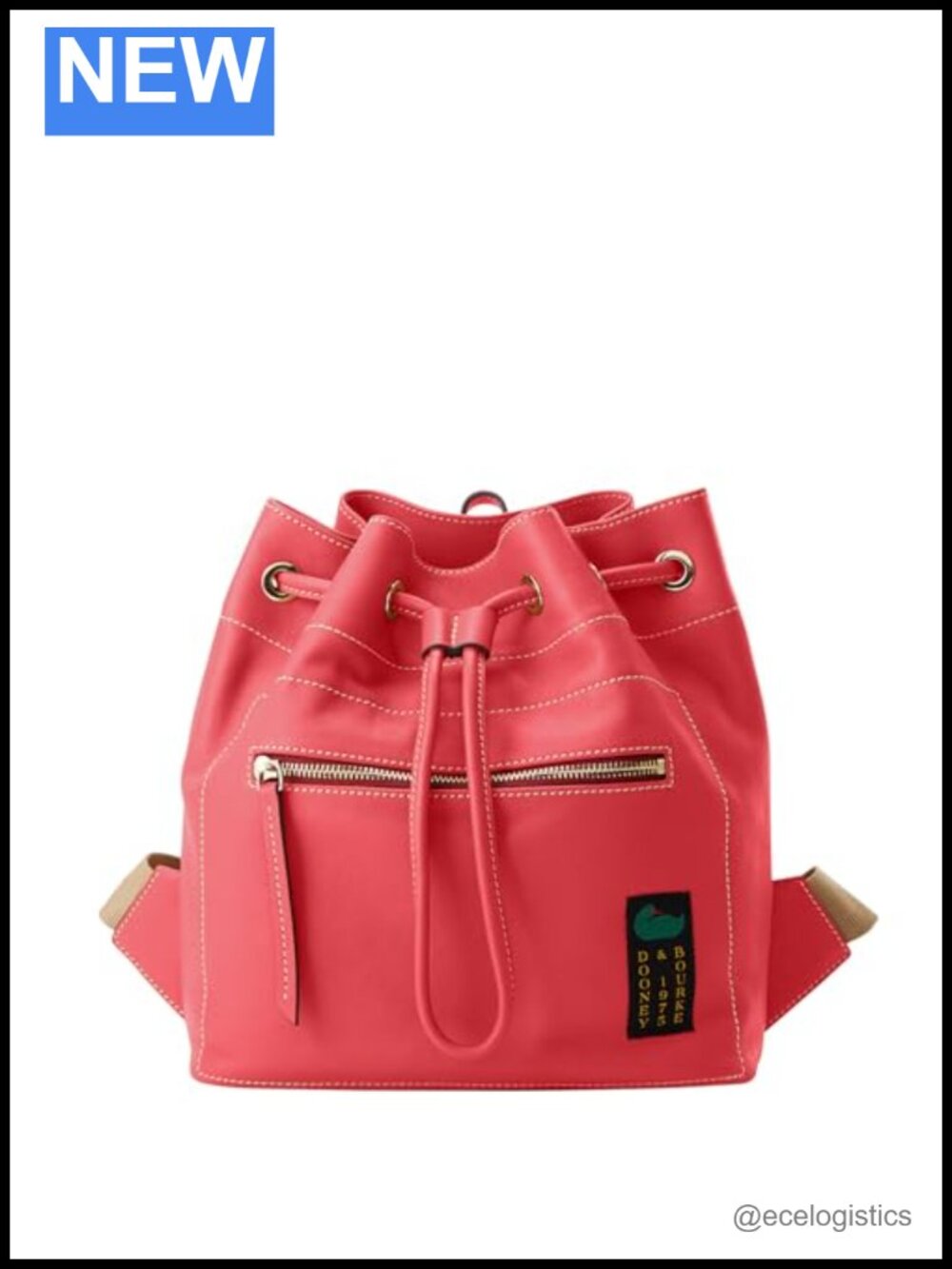 Dooney & Bourke Penrose Drawstring Leather Backpack, Adjustable Straps,